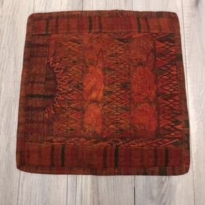 Handwoven Orange Ikat Huipil Pillowcase